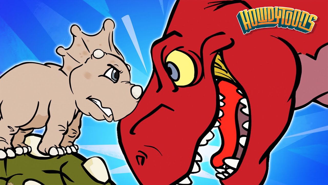 Batalhas de dinossauros | Não me coma | Canções de Dinossauros do Dinostory de Howdytoons S1E8