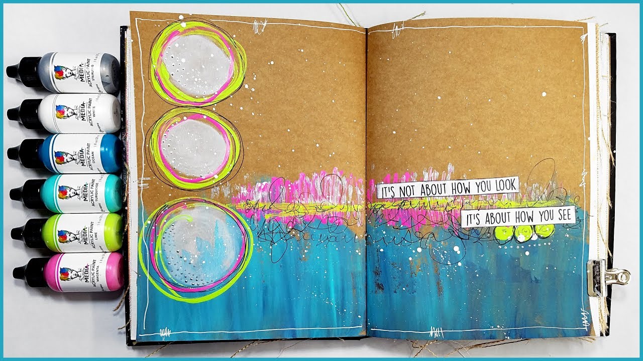 Dina Wakley Media Journal & Paints | Easy Abstract Mixed Media Art Journal With Me