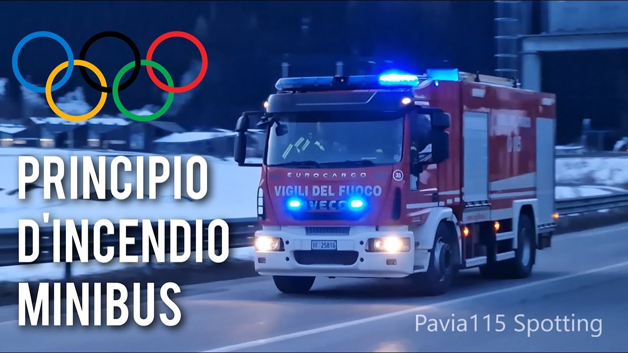 [MilanoCortina26] Principio d'incendio pullmino Venue Olimpica | ABP Bull + Ambulanza - VVF Sondrio