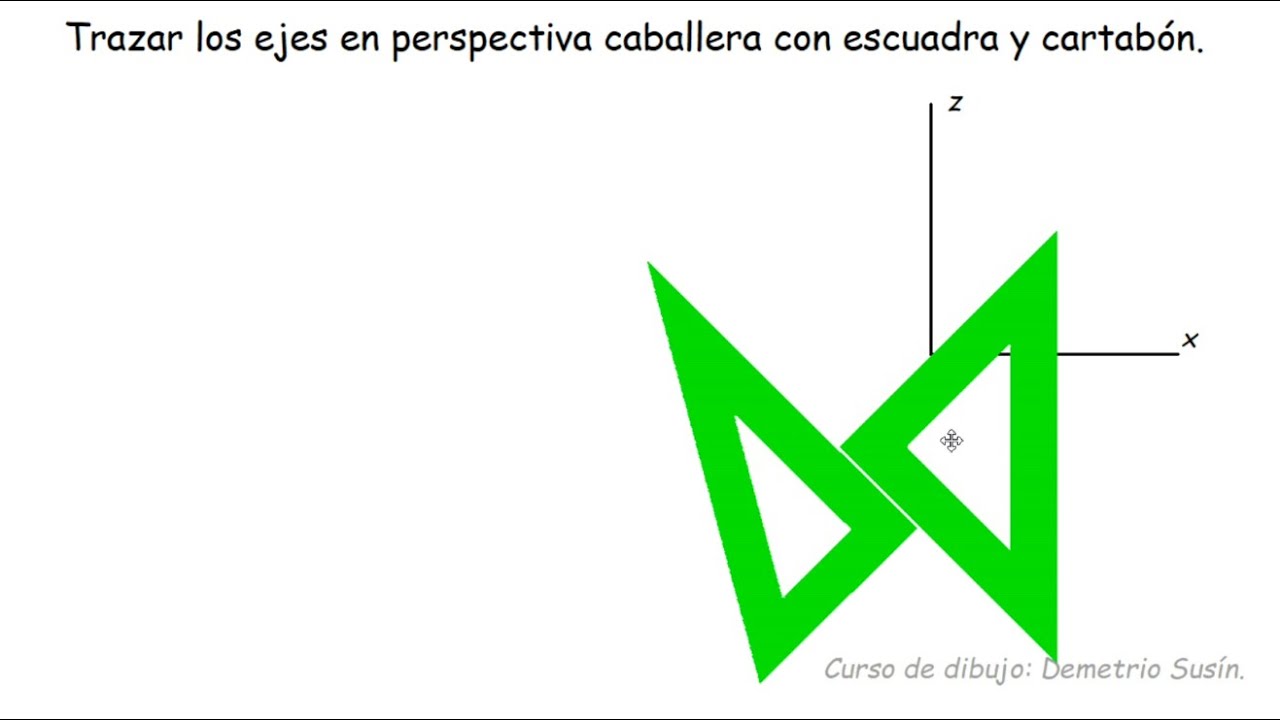 Dibujar con escuadra y cartabón los ejes en perspectiva caballera. Tutorial fácil, para secundaria.