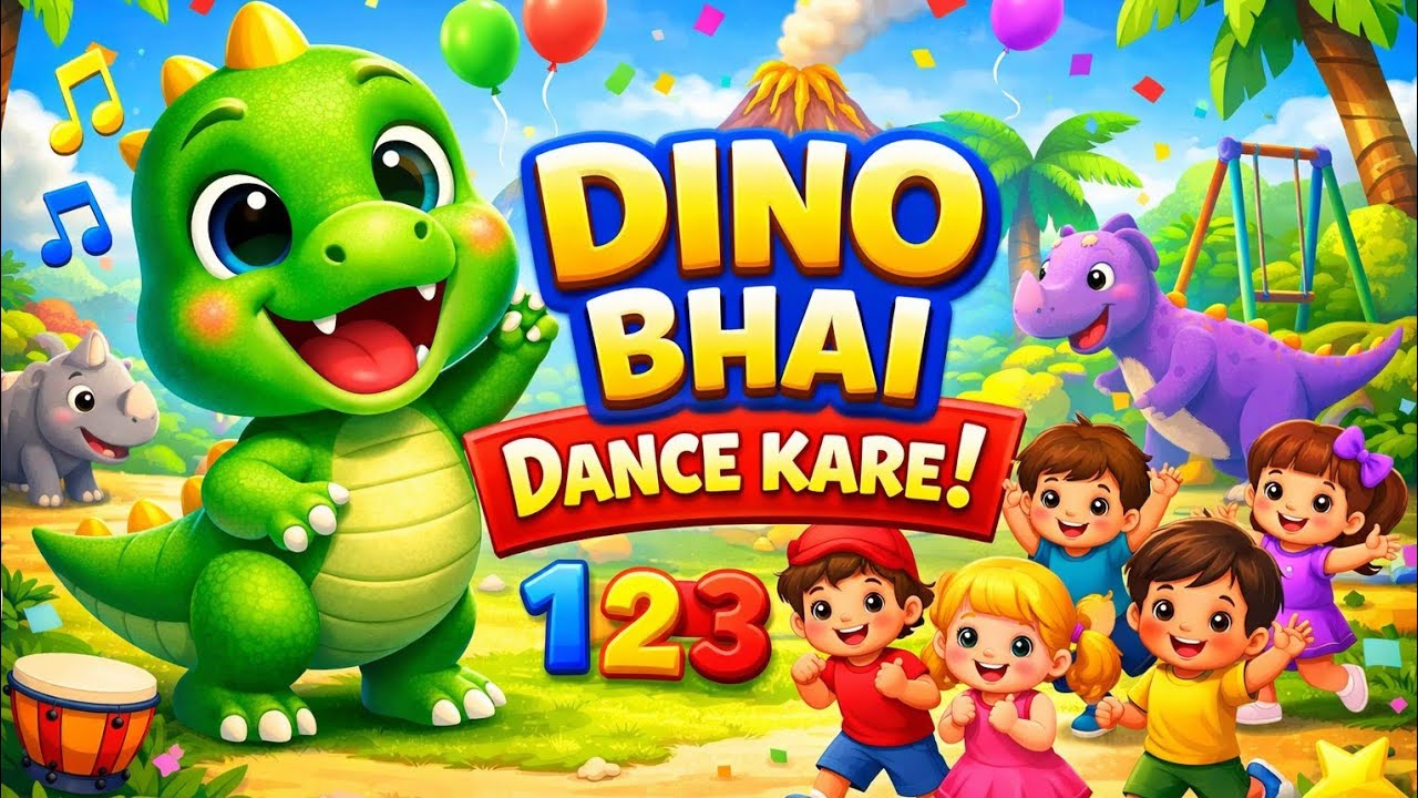 Dino Bhai Dance Kare 🦖💃 | 1 2 3 Counting Song | Kids Fun Dance & Learning Song