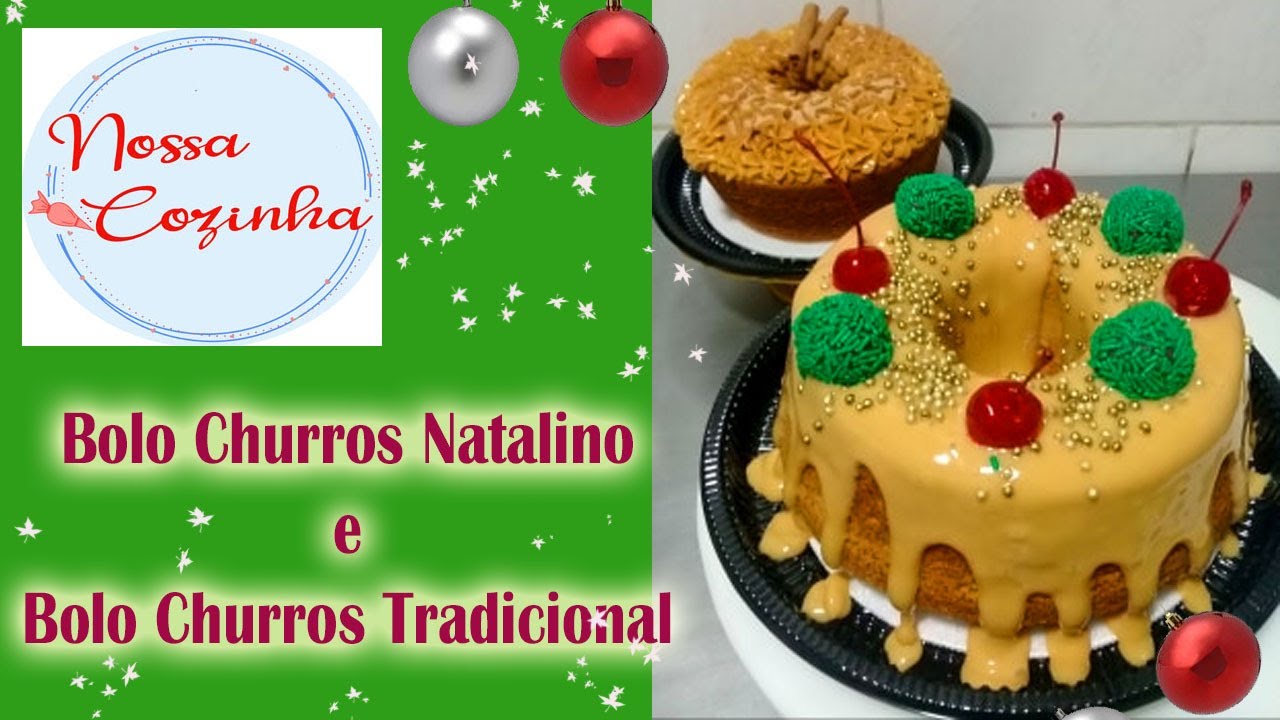 Bolo Churros Natalino e Bolo Churros Tradicional