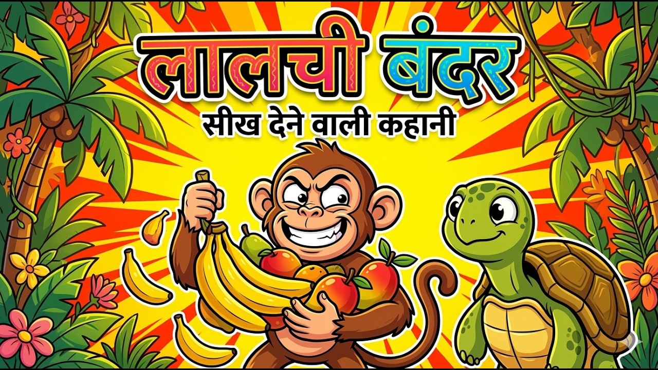 लालची बंदर और कछुआ | Greedy Monkey & Turtle | Kids Moral Story in Hindi | Punjabi Intro by Cute Kid&rdquo;