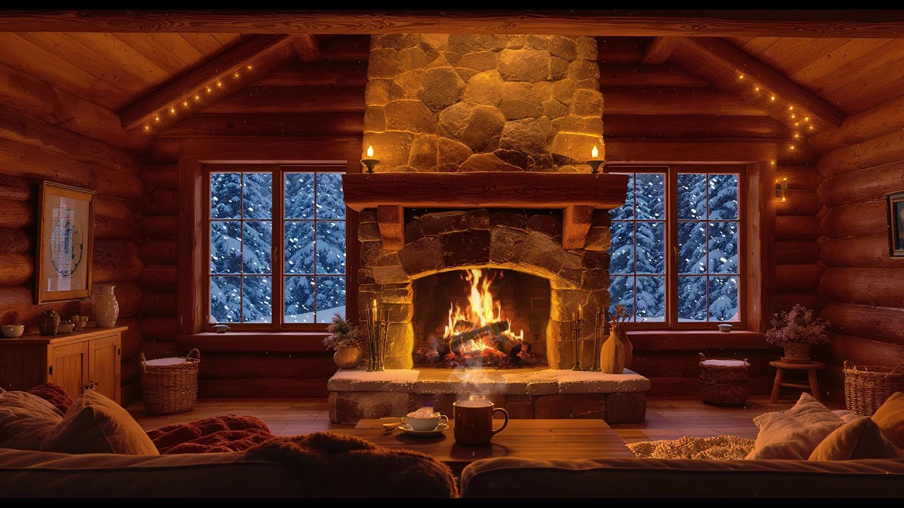 Gentle Winter Night Jazz ❄️ Fireplace Crackles for Focused Study, Work Clarity & Peace