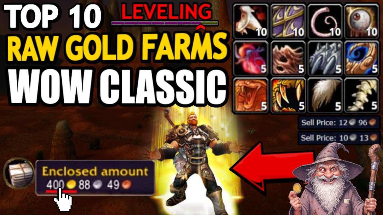 ТОП-10 ЛУЧШИХ способов фарма необработанного золота на низких уровнях в Classic WoW! | ОБЪЯСНЕНИЕ...
