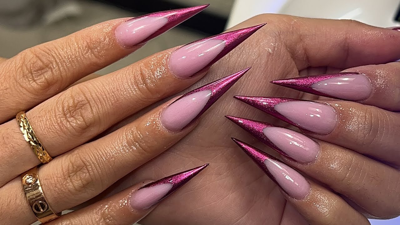 Pink On Pink Barbie Nails 🦄💗✨ | XL Stiletto Nails | Pink Chrome Nails ✨