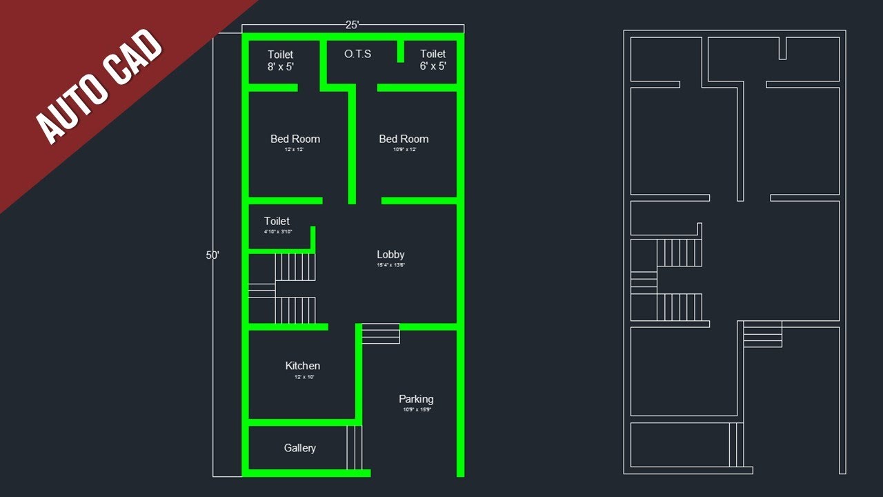 План дома 25 X 50 || Auto CAD || План дома в AutoCAD || Чертеж AutoCAD Civil