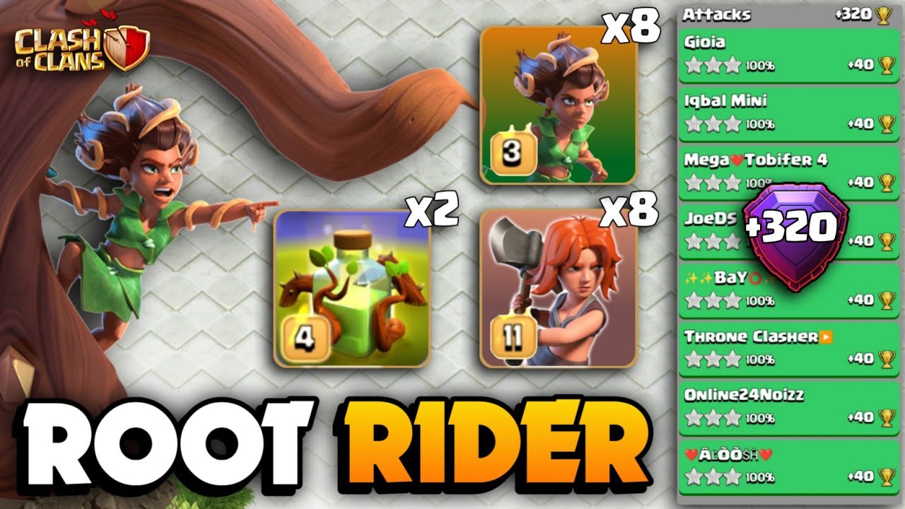 +320 BEST Spam RR Strategy🔴ROOT RIDER Spam With Overgrowth Spell🔴TH16 Attack Strategy🔴Clash Of Clans