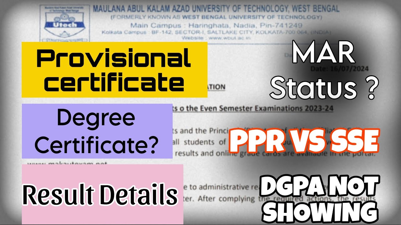 🚀 MAKAUT Results Out! Get Your Provisional & Degree Certificates | MAR Status: PPR vs SSE Explained