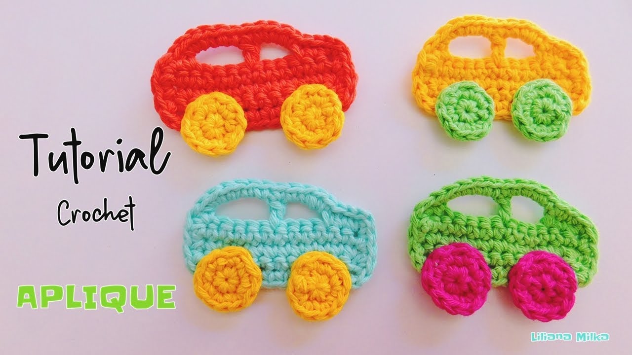 Como tejer un aplique de auto, carro a crochet ganchillo