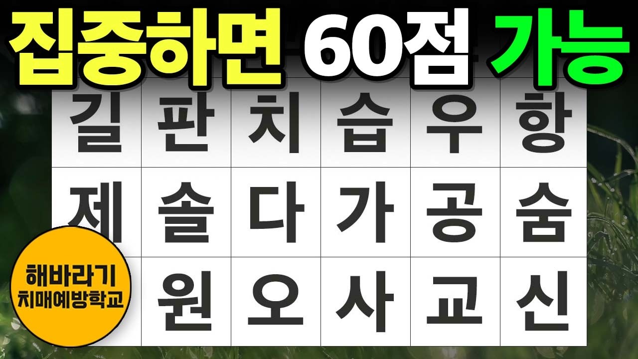 【치매 예방】집중하면 60점도 가능합니다┃숨은단어찾기,치매예방,치매테스트,단어퀴즈,낱말퀴즈
