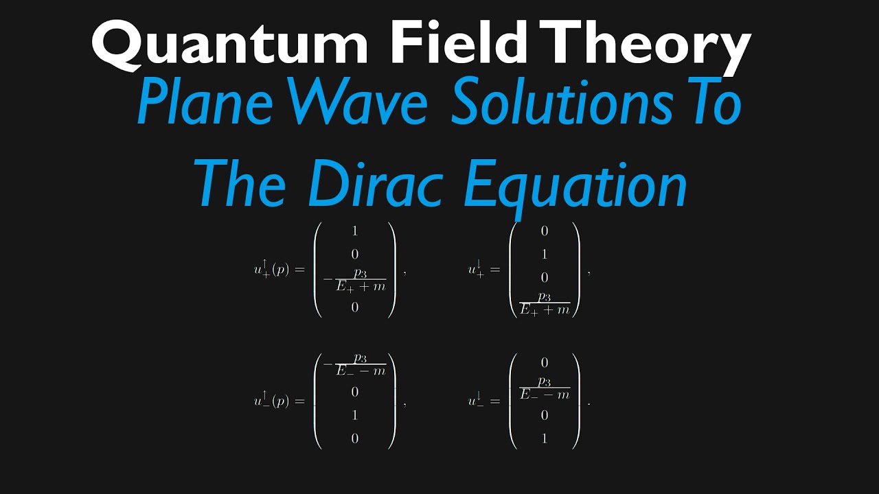 Quantum Field Theory Lecture 4: Finding Plane Wave Solutions to the Dirac Equation & Normalization