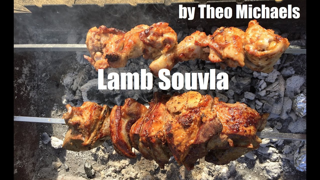 Souvla - Lamb Souvla, Traditional Cyprus BBQ - Greek BBQ Lamb on Rotisserie bbq.