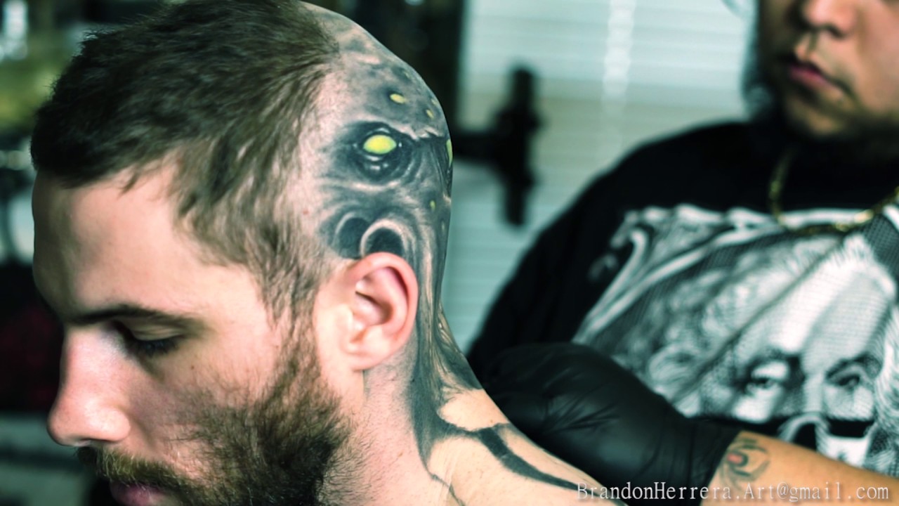 INSANE HEAD TATTOO! @Brandon_Herrera