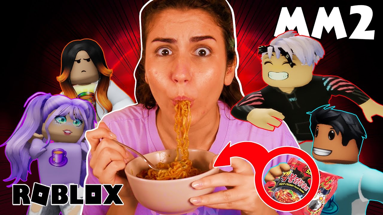Wir spielen zu VIERT MM2, aber der VERLIERER muss EXTREM SCHARFE Nudeln essen!