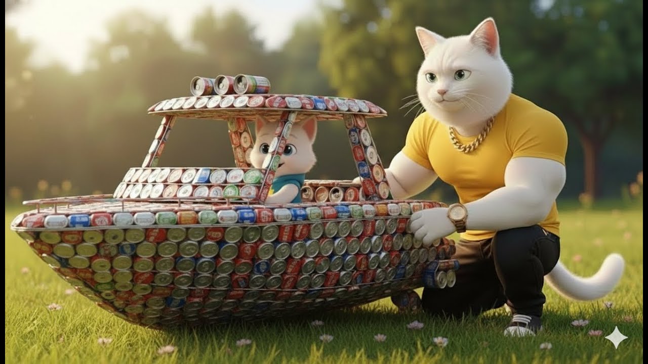 Mocked for a Recycled Soda Can Boat 😿 — Will This Poor Kitten Ever Sail? | Cat Story