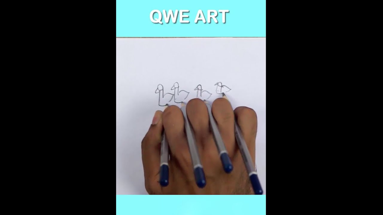 Drawing with 4 Fingers!! Amazing drawing idea! #shorts | Duck Drawing