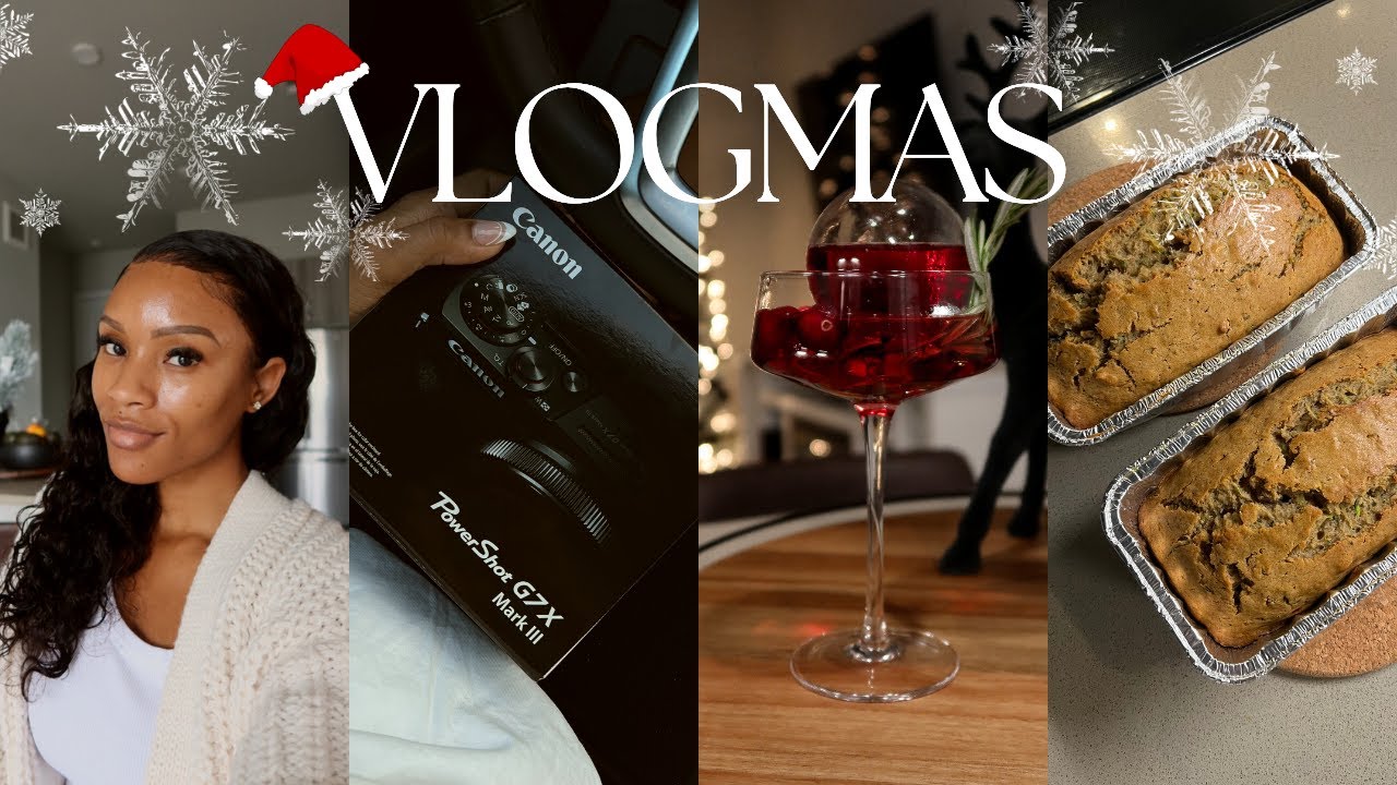 VLOGMAS | zucchini bread, canon g7x mark iii vs sony zv1, holiday mimosa | Beautifully Syndie