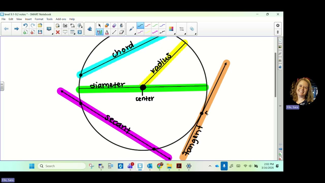 level geometry - 9.1 notes - circle vocab