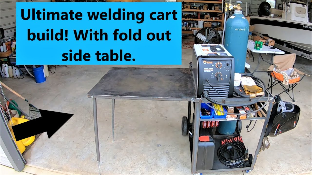 Welding cart build with fold out welding table! Hobart 210MVP