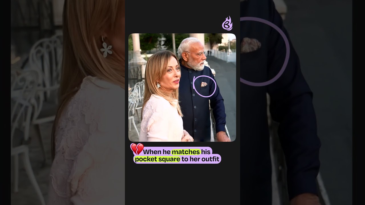 When he matches his pocket square to her outfit! #briefchaat #narendramodi #giorgiameloni #viral