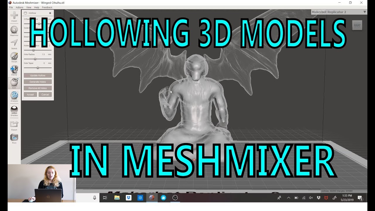 Hollowing 3D Models in MeshMixer