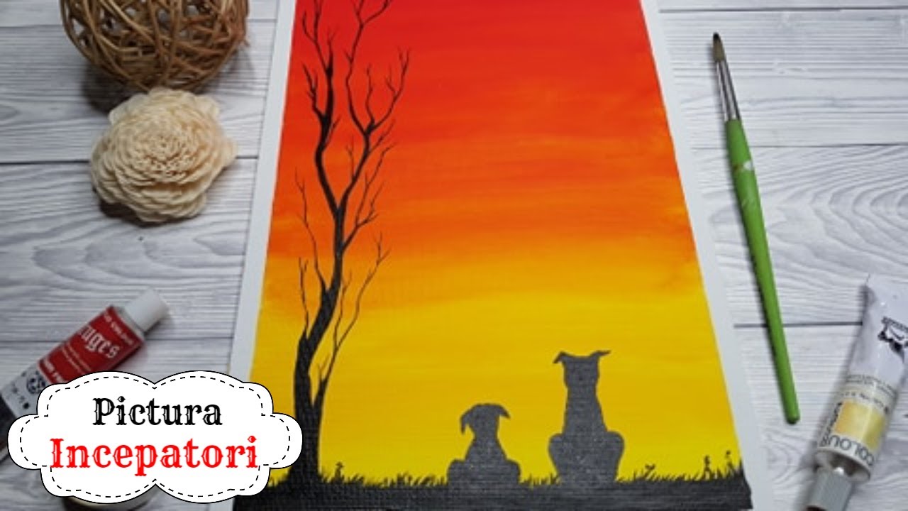 ✅ PICTURA SIMPLA pentru INCEPATORI 🐶 Tutorial Arta si Desen Romania | O Pictura pe zi