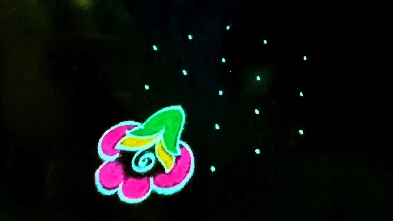 Simple Daily rangoli designs with colours and dots 