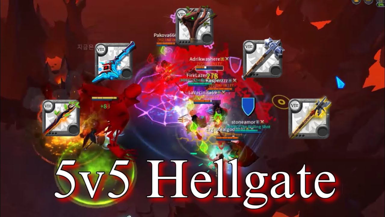 Albion Online 5v5 Hellgate fight front back comp highlights | 알비온 온라인 5대5 헬게이트 파이트 하이라이트 영상