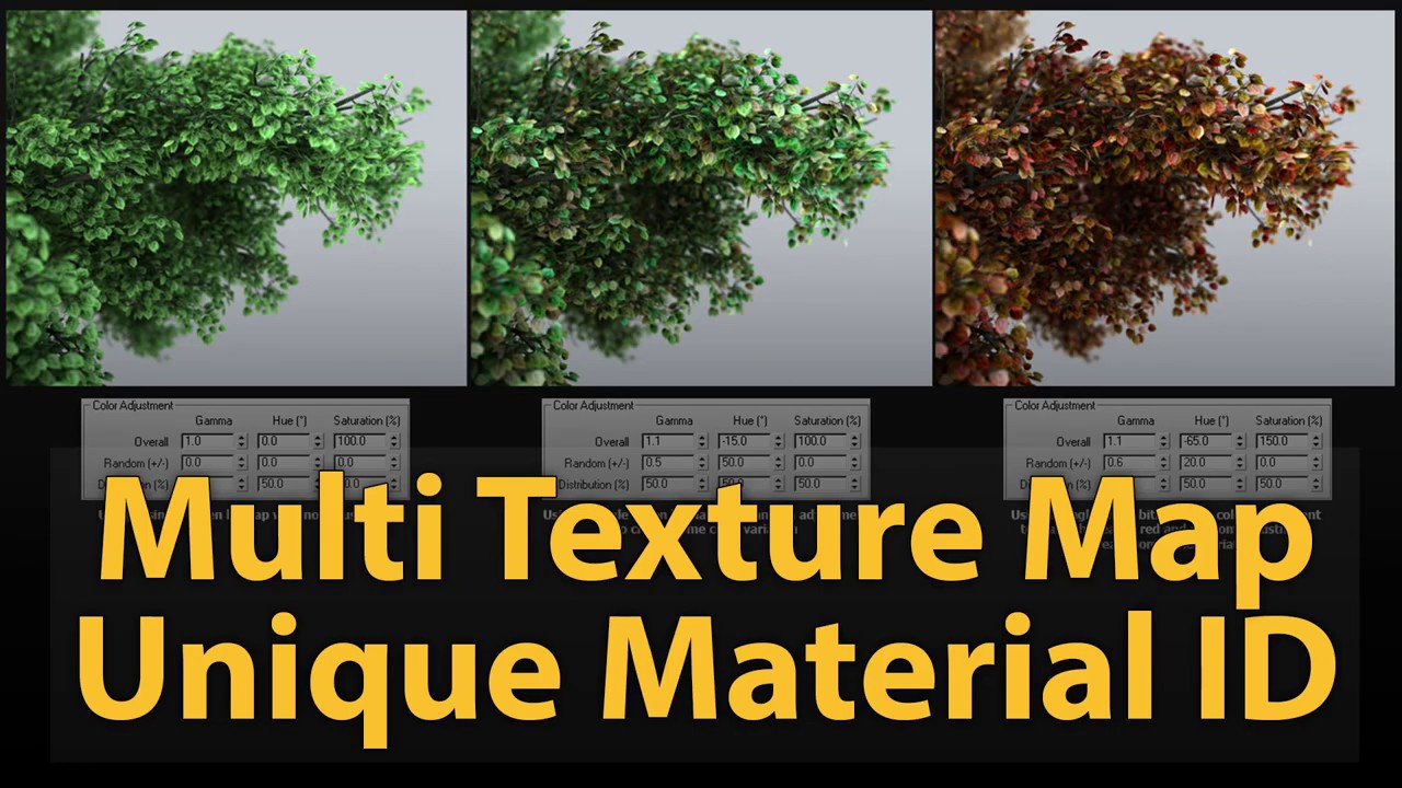 How to create random color of leaves on a tree in 3dsMax?