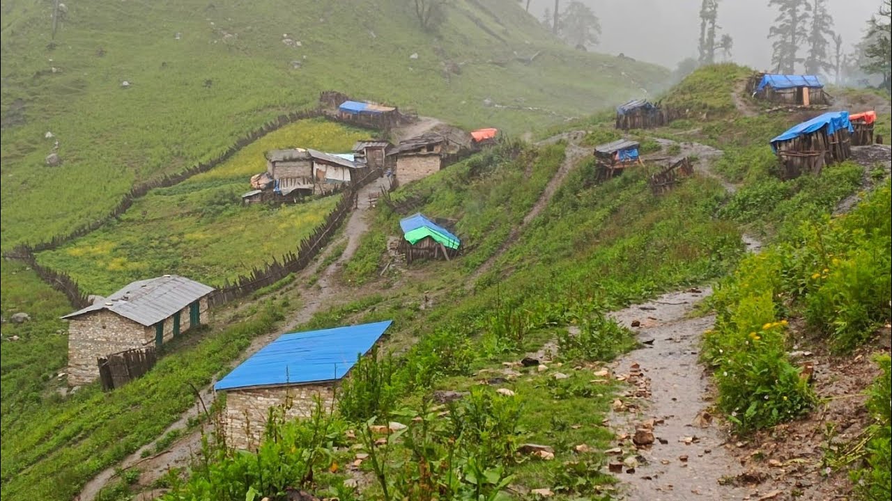 Real Nepali Mountain Village Life During the Rain Peaceful Rural Lifestyle | Organic Food Cooking