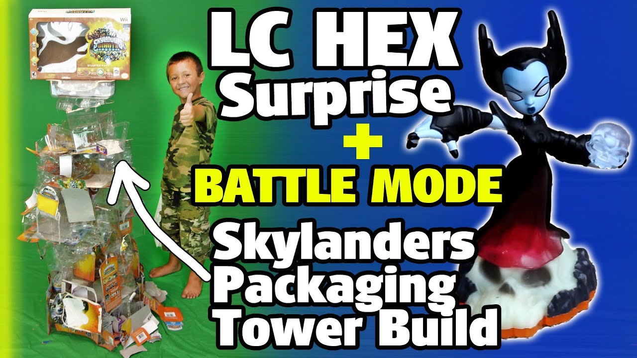 Lightcore Hex Surprise under Tower of Skylander Boxes + Battle Mode