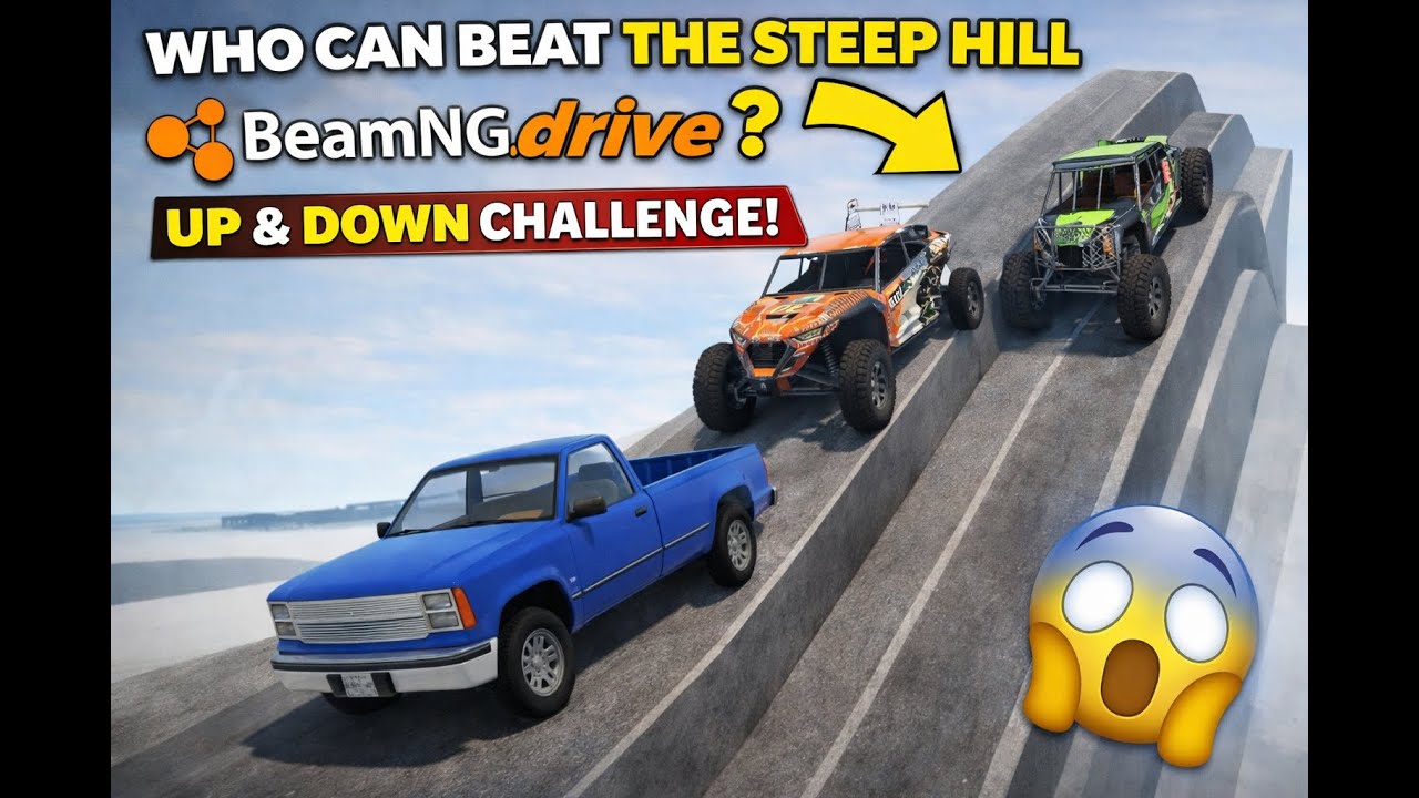 3 Cars Race Up & Down Insane Steep Slope! Which Survives?