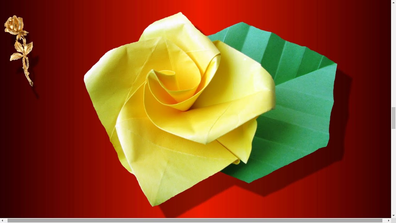 Origami facile : 🌹 Rose tr&egrave;s tr&egrave;s facile &agrave; plier en papier