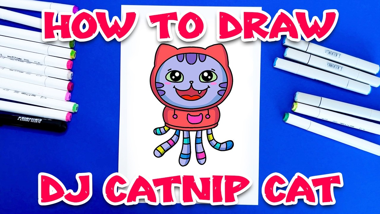 How To Draw DJ Catnip Cat from Gabby's Dollhouse