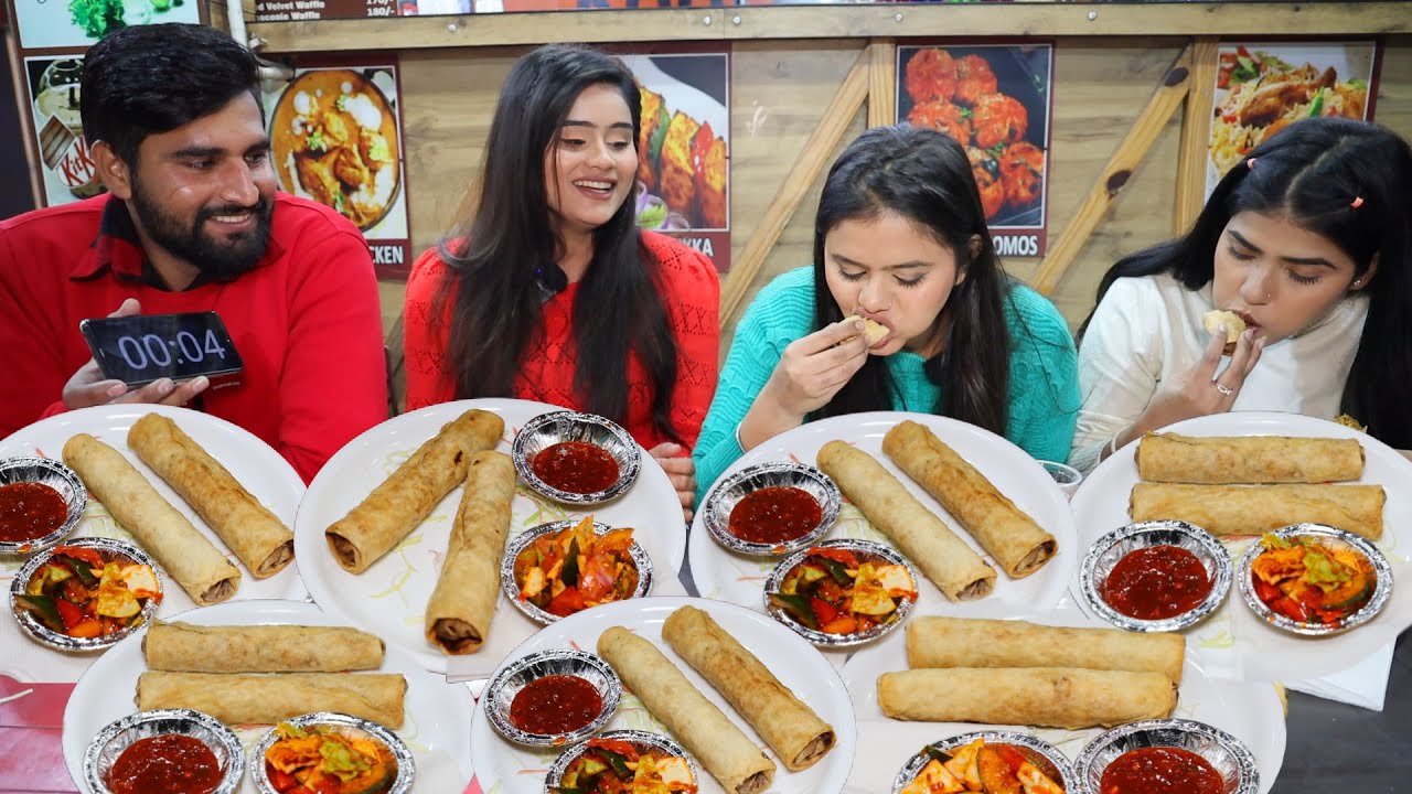 1 Minute Spring Rolls Eating Challenge | Winner Will Get Rs 5000/- | Food Challenge