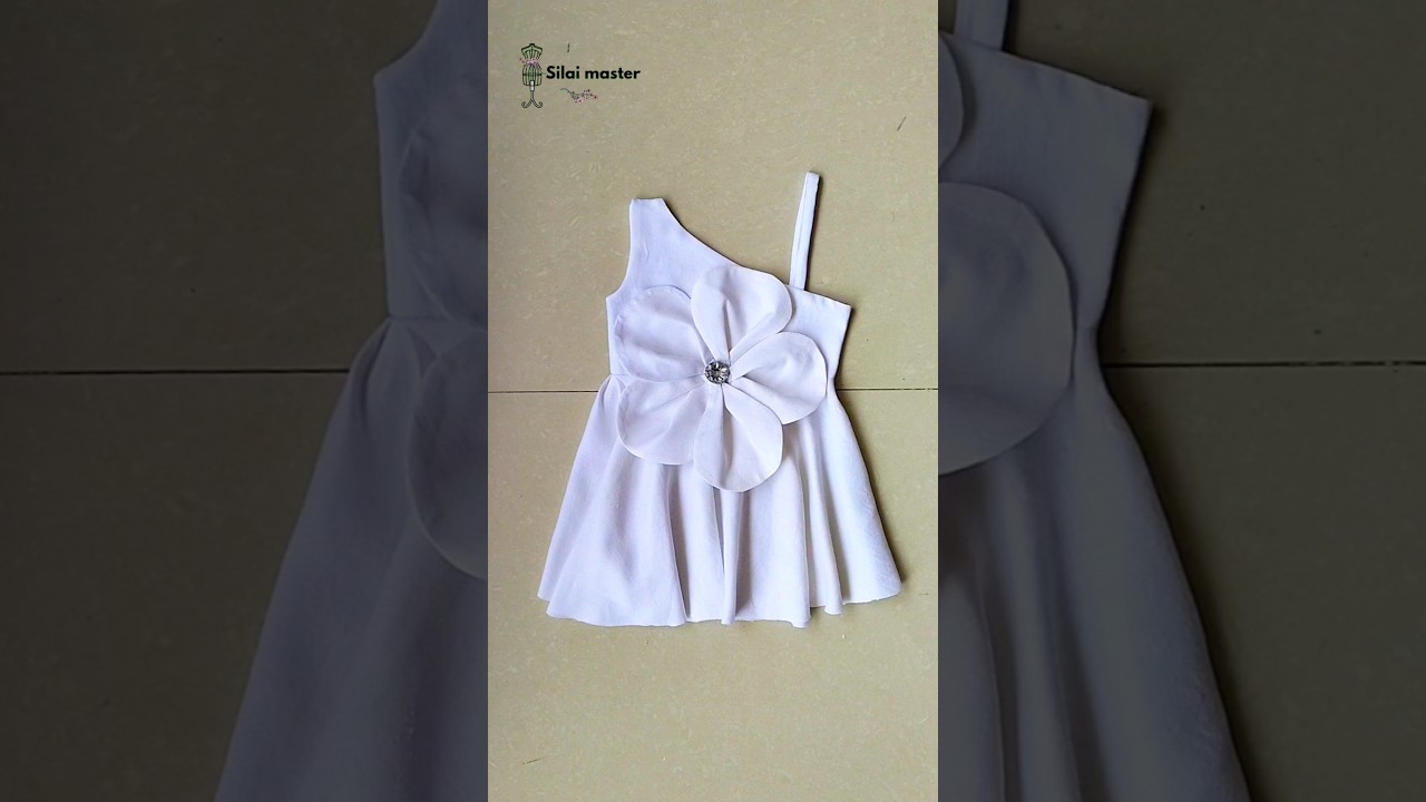 One Shoulder Baby Frock Cutting and Stitching | Easy Baby Dress Design