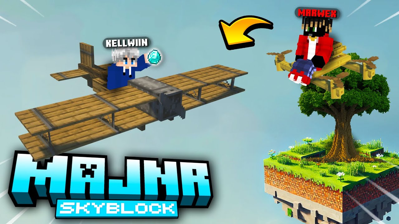 SRAZIL MĚ LETADLEM?! ✈️ | MAJNR SKYBLOCK #4 |  @marwex99 @Cuky2222 @Kelohap