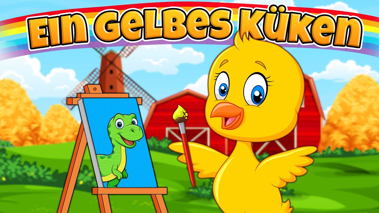 Ein gelbes Küken 🐥 Kinderlied Küken 🌈 Das Regenbogenlied