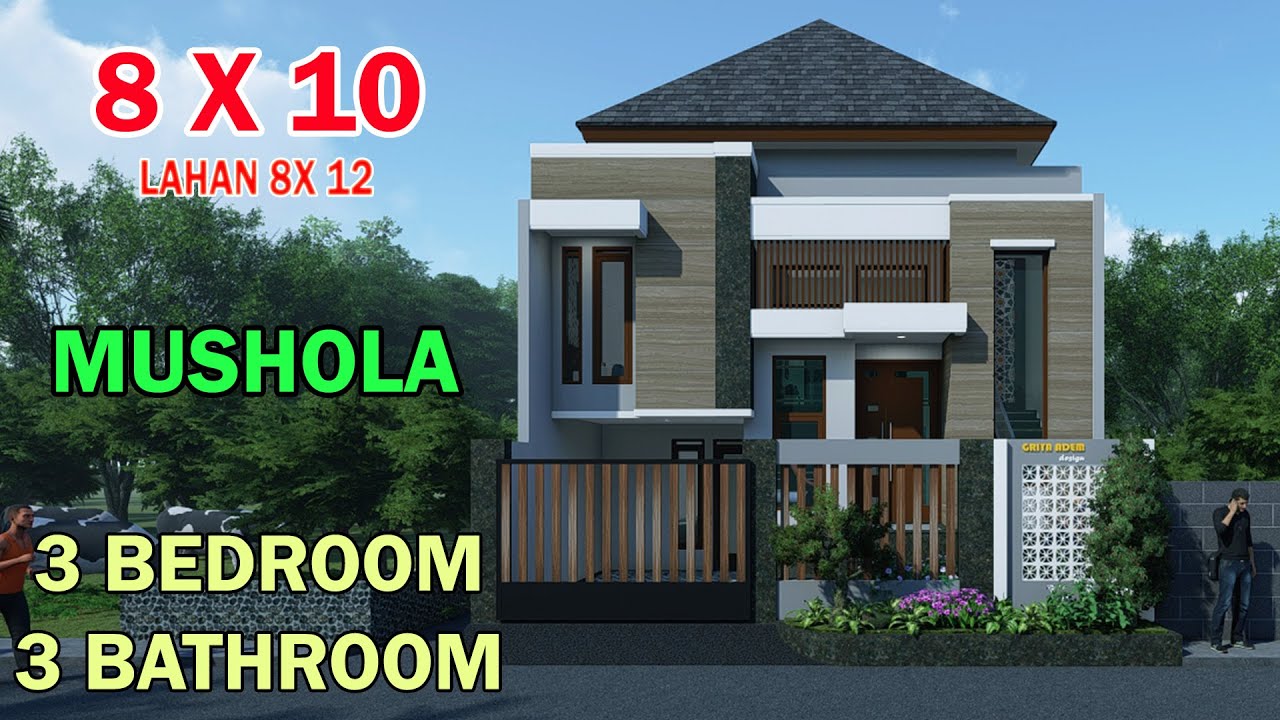 Split Level House 1.5 lantai 8x10 Meter 3 Kamar 3 Toilet Ruang Kerja Mushola Di Lahan 8x12
