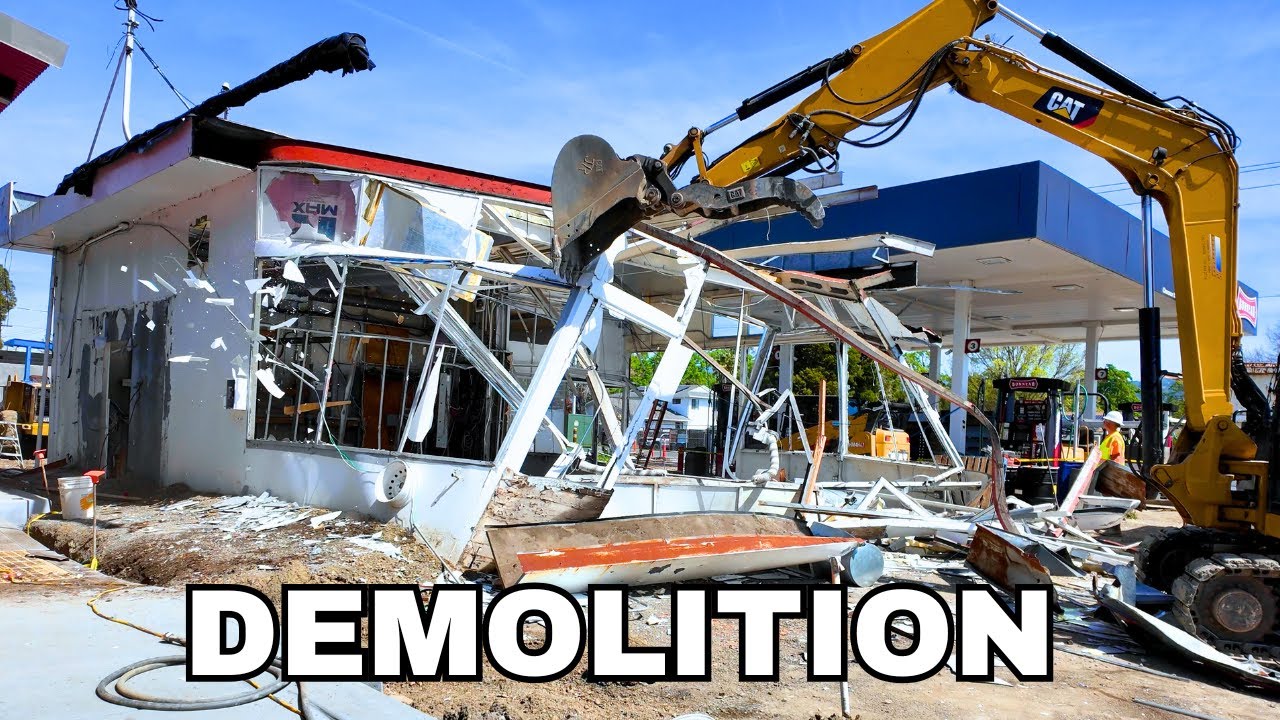 The Satisfying Demolition of an Old Gas Station