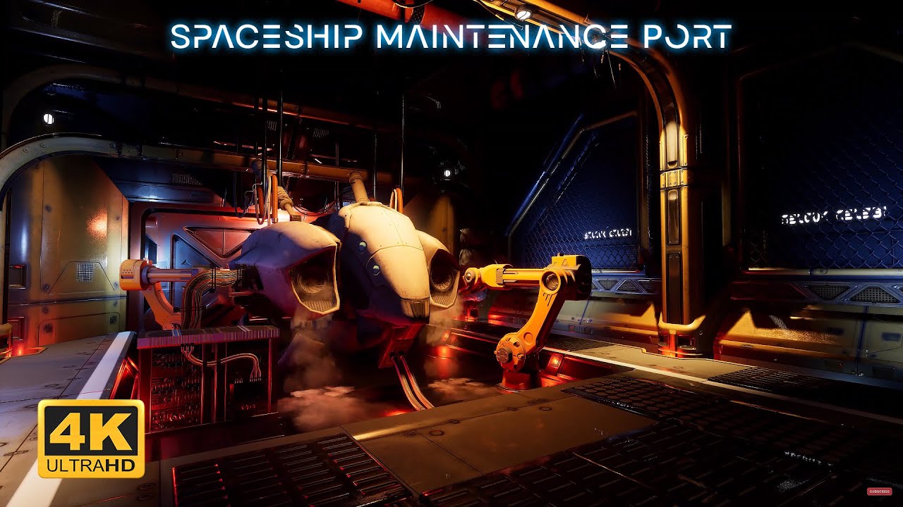 Spaceship Maintenance Port with Sci-Fi Radio Chatter Ambiance for Sleep, Study, Relaxation