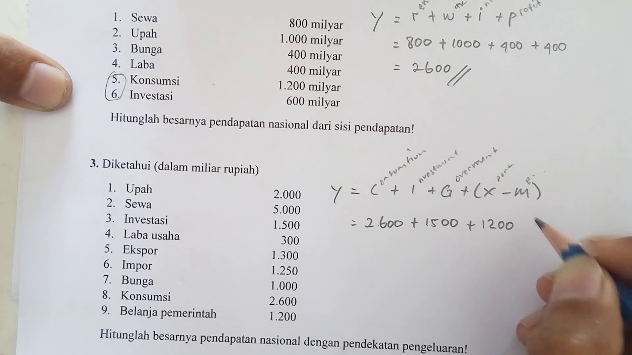 Soal Ekonomi SMA - Menghitung pendapatan nasional dengan pendekatan pengeluaran