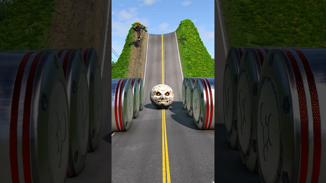 Car & School Bus vs Hydraulic Crush - BeamNG.drive #shorts #beamngdrive #beamng