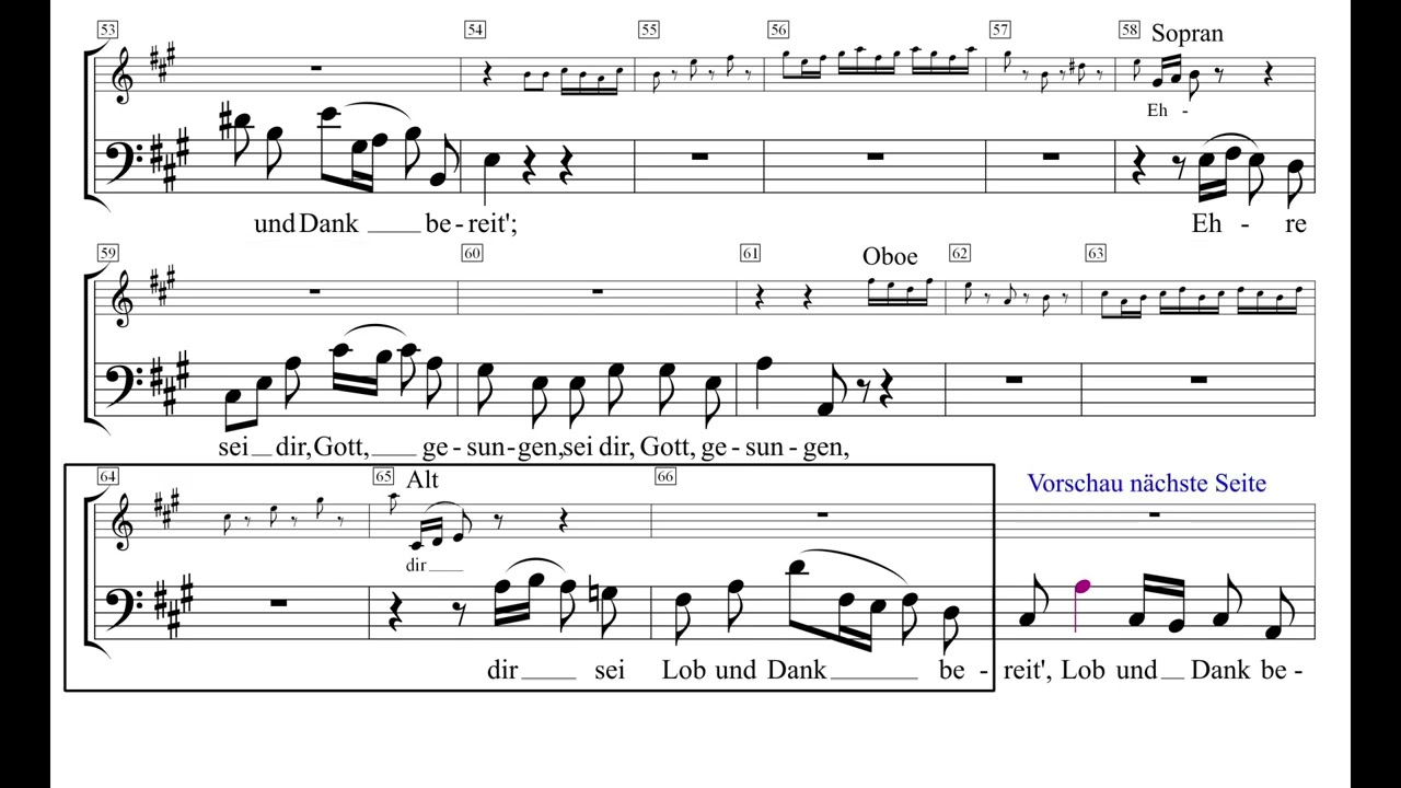 Weihnachtsoratorium 43 Ehre sei dir Gott gesungen - Bass ab Takt 15