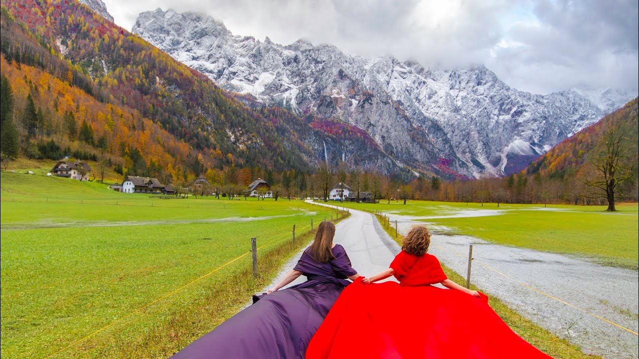 Logarska Dolina, Solcava, Slovenia (Logar Valley) flying dress @jonadress peak autumn foliage 🇸🇮