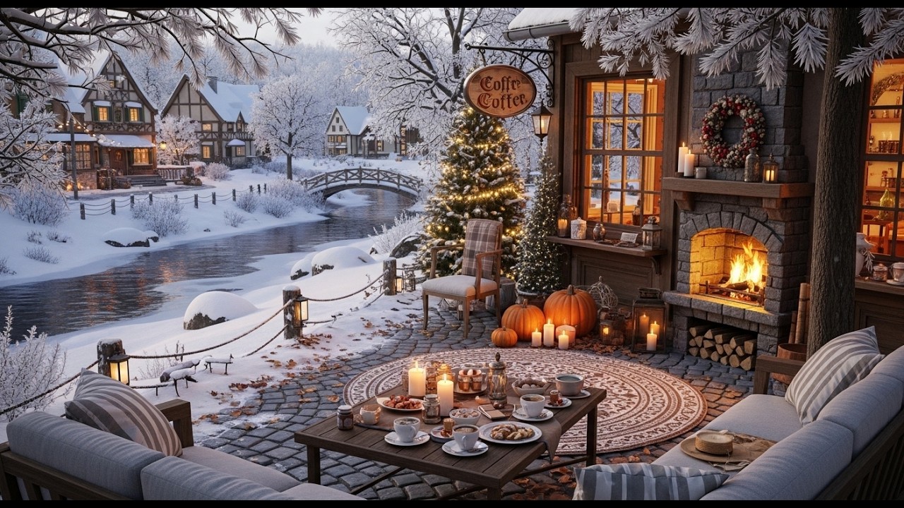 Peaceful Winter Jazz ❄ Cozy Winter Porch Ambience for Stress Relief and Quiet Focus