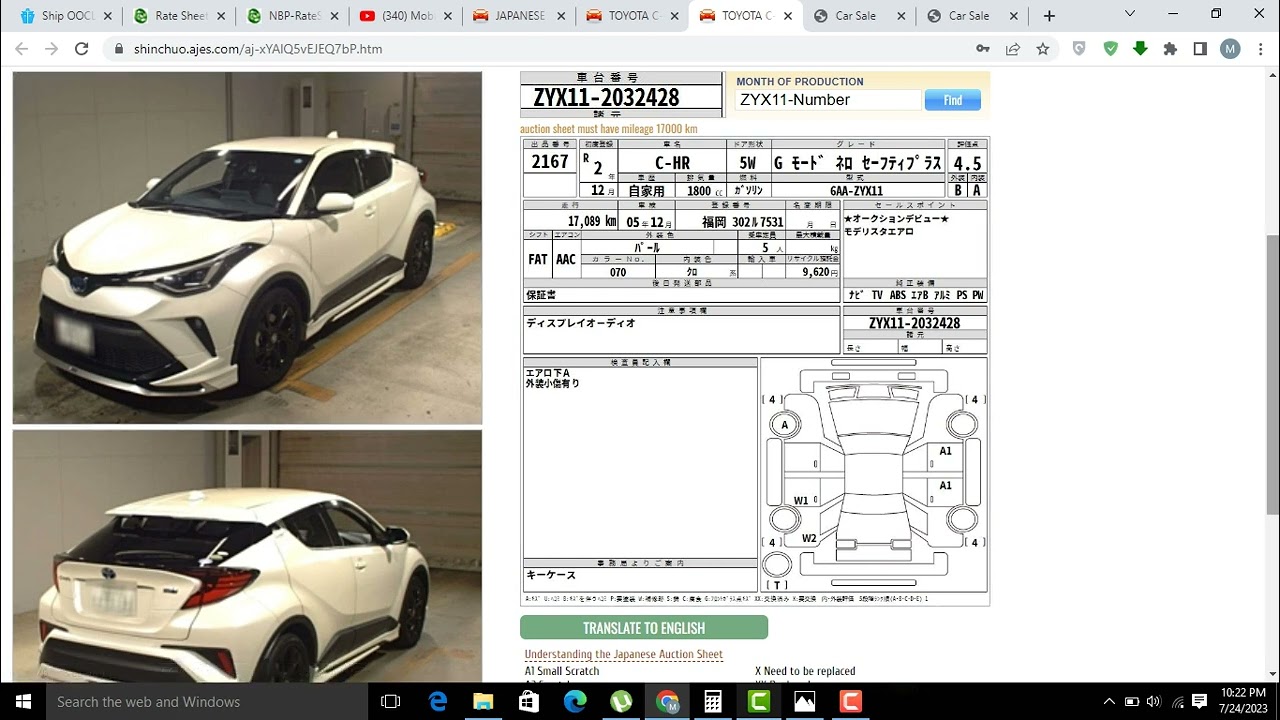Howto Import Japanesecar in Pakistan 2023 l Toyota CHR Hybrid Costing JapanAuction l CustomDuties