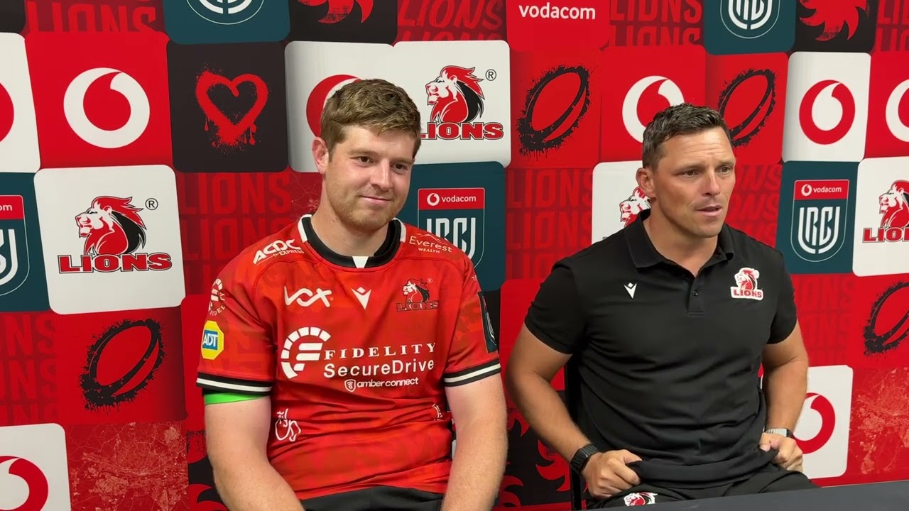 URC - Lions coach Ivan van Rooyen and Francke Horn after win over Stormers