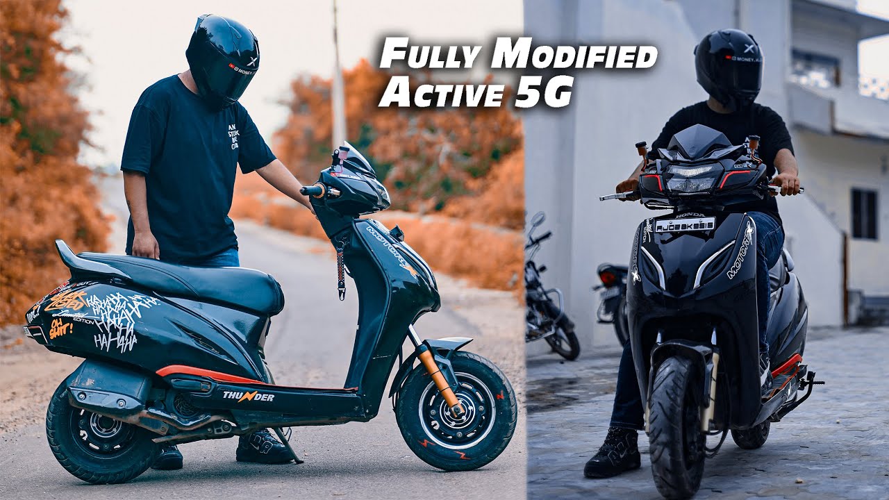 Telescopic Suspension in Modified Activa 5g | LED DRLs | Detailed Review